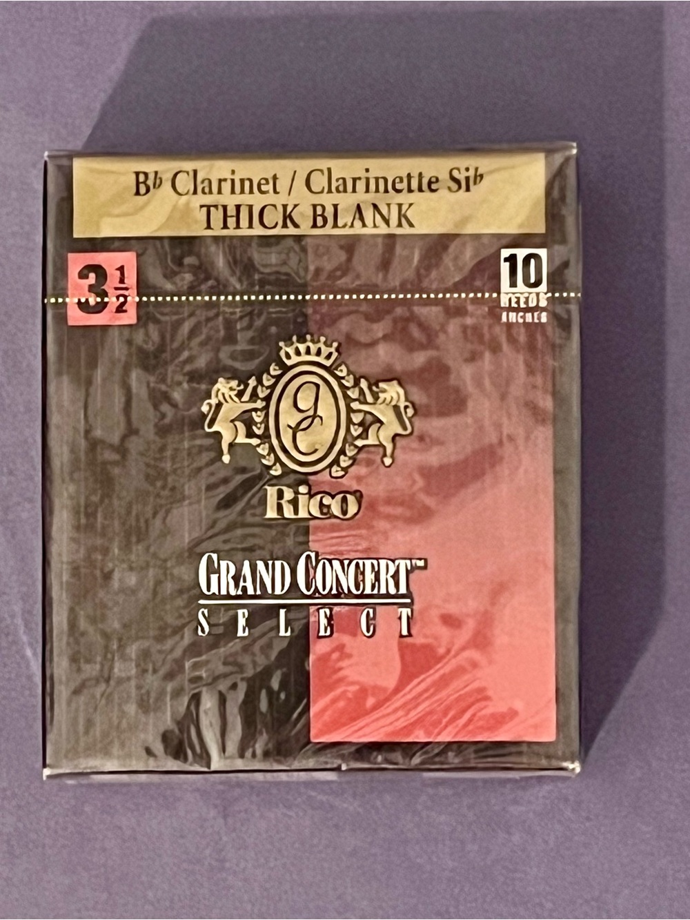 New Sealed Rico Grand Concert Select Bb Clarinet Reeds Thick Blank 3.5 10-Pack